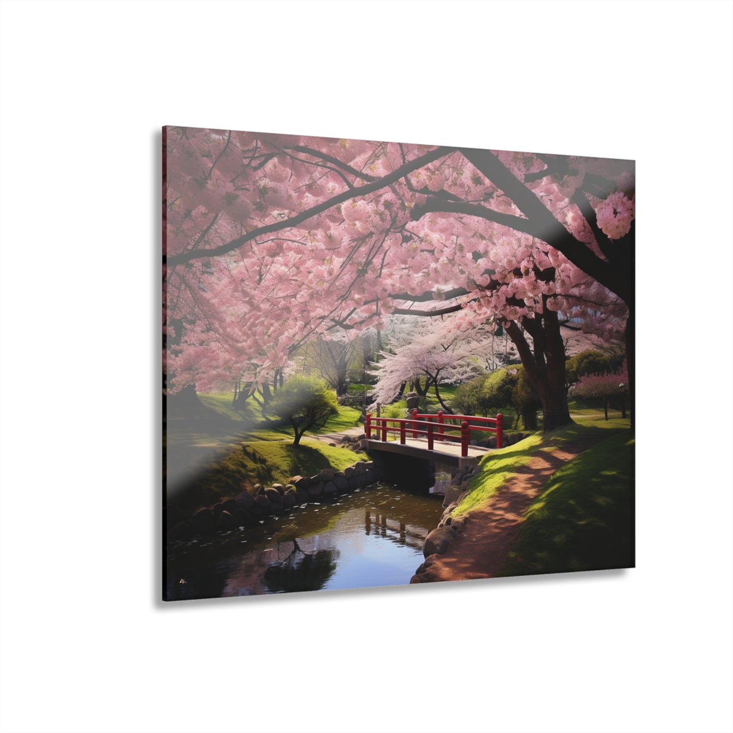 Cherry Park, Landscape, Cherry Blossom, Concept, Acrylic Wall Art