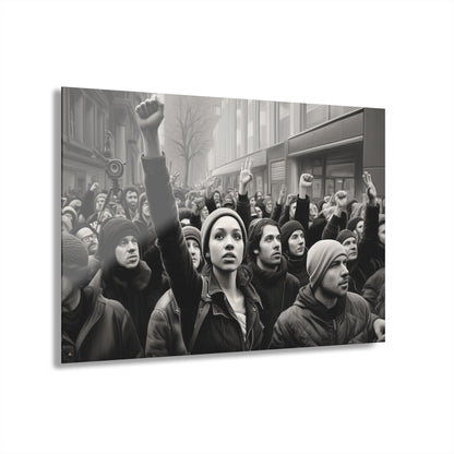 Protest, Black and White Concept Style, Acrylic Wall Art