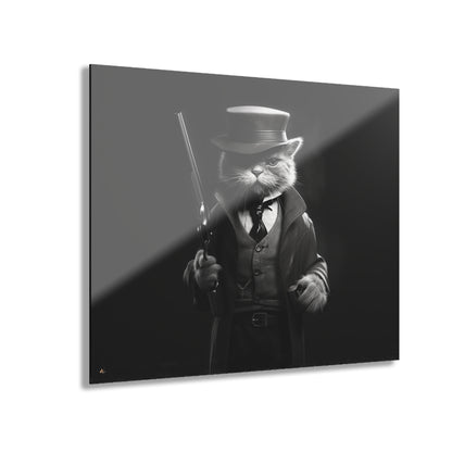 Meow Mobster, No Background, Cat, Animal Concept Style, Acrylic Wall Art