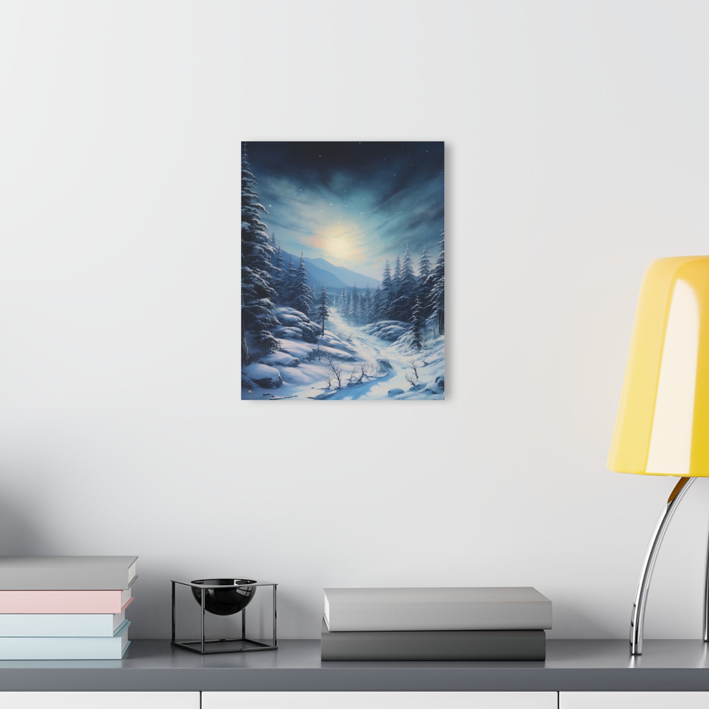 Moonlit Snow, Landscape Concept Style, Acrylic Wall Art