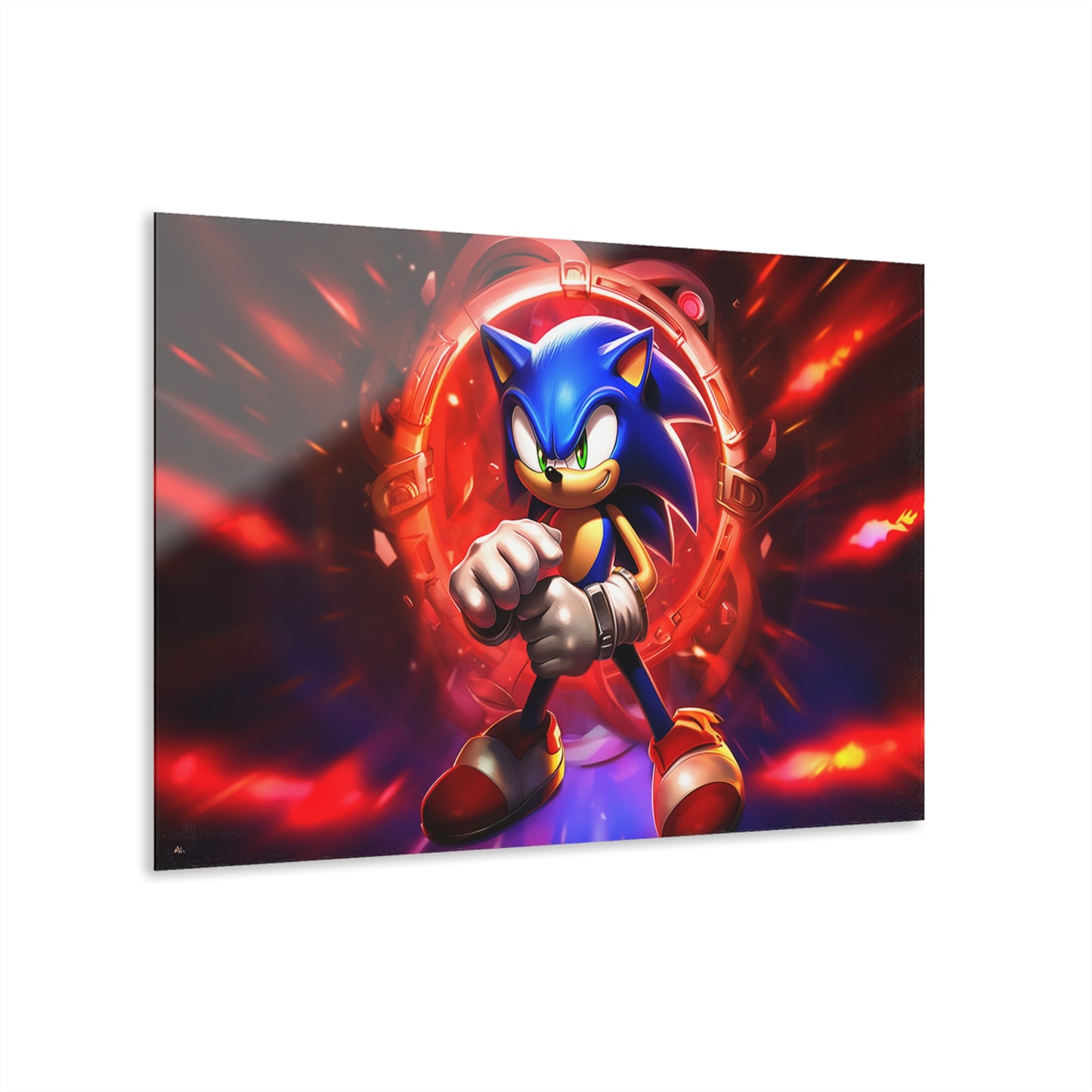 Sonic Red, Video Game, color Splash, Concept Style, Acrylic Wall Art