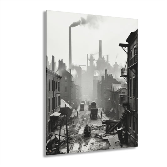 Industrial City, Black and White, Concept Style, Acrylic Wall Art