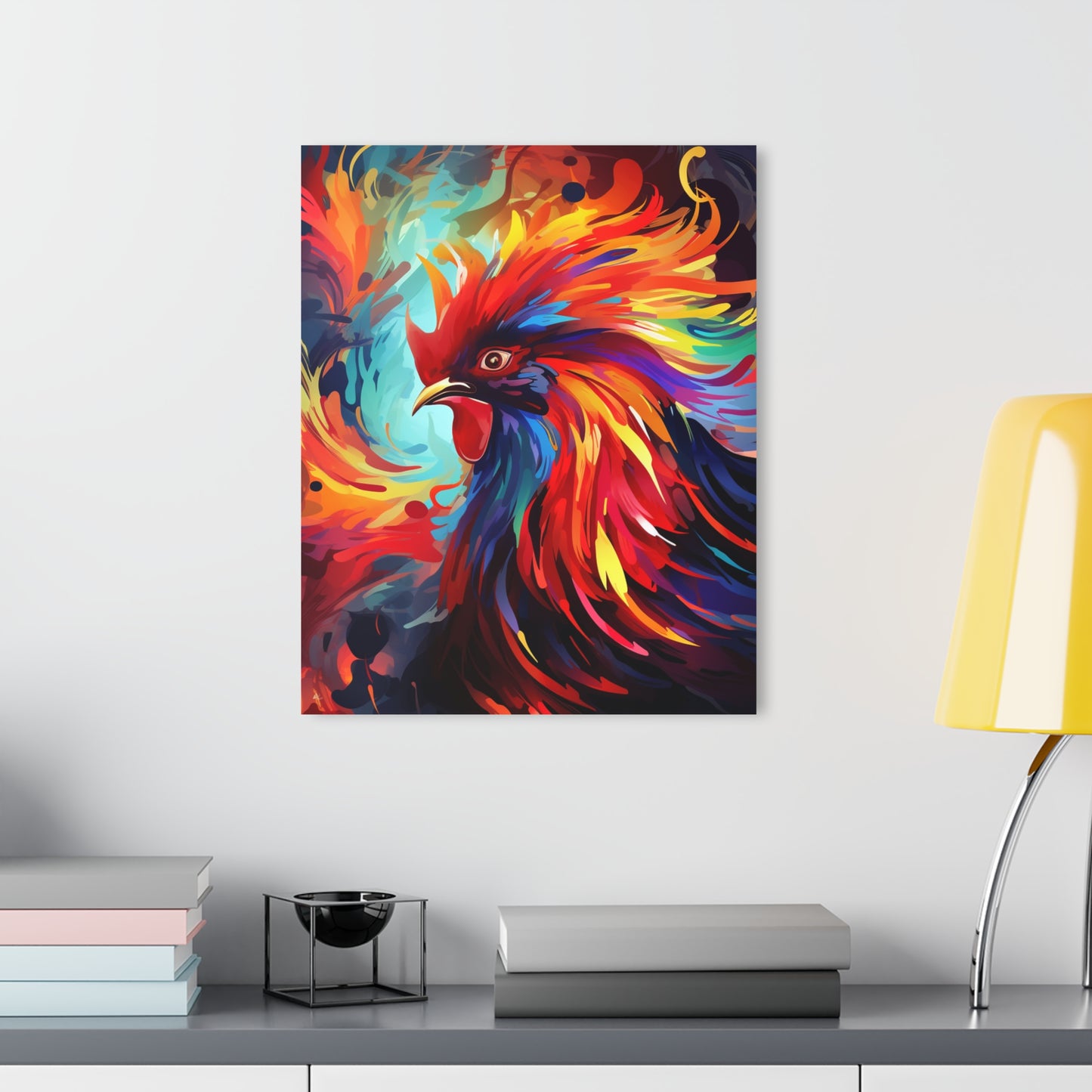 Rooster Rage, Abstract, Animal Concept Style, Acrylic Wall Art