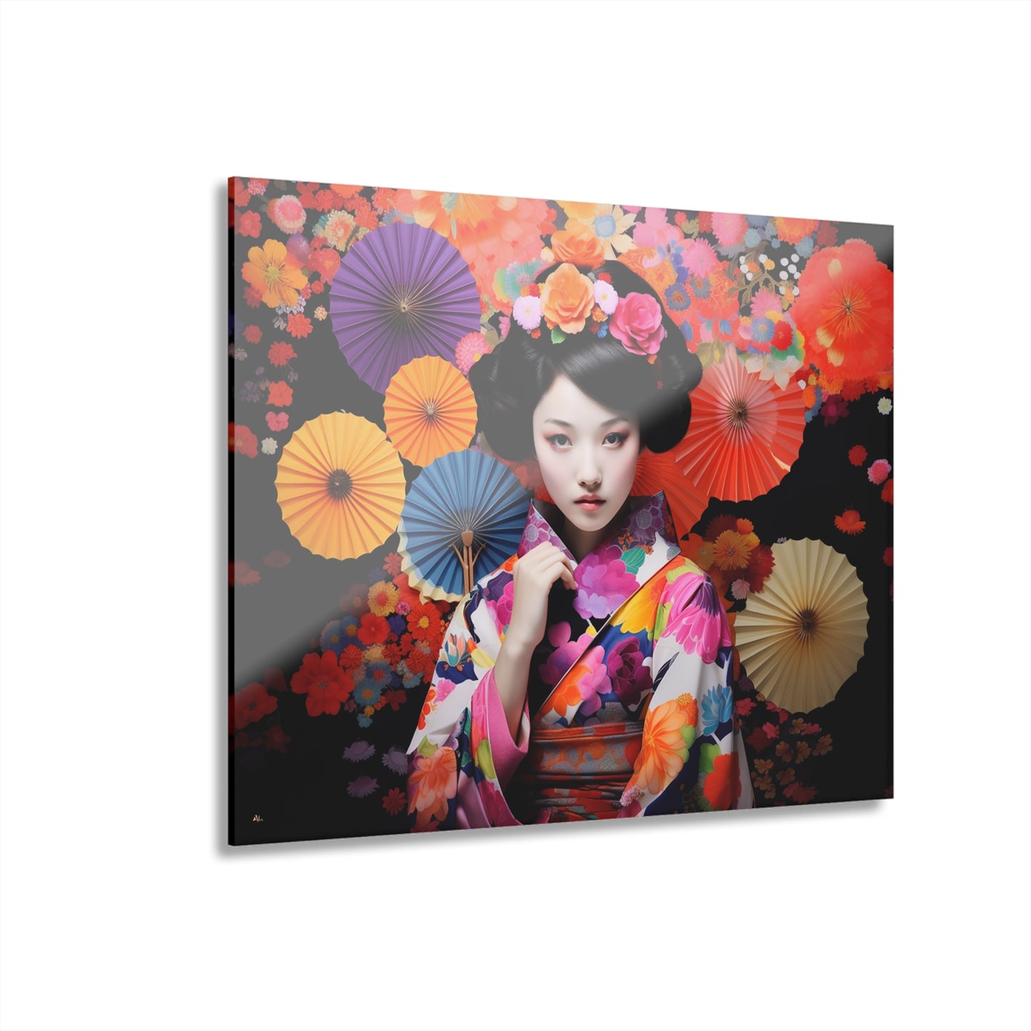 Japanese Flower, People, Cultural Concept Style, Acrylic Wall Art