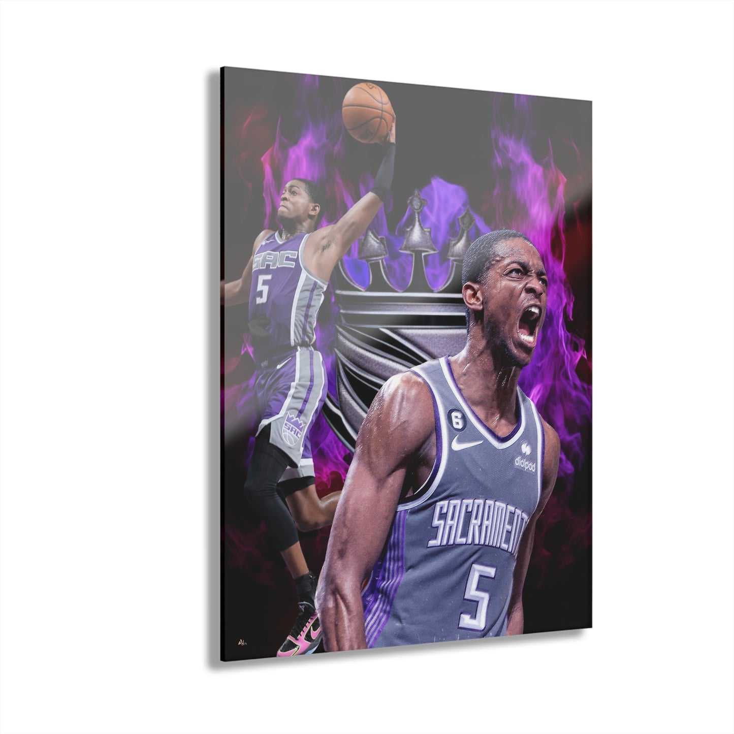 De'Aaron Sac Kings, Color splash, Fan Concept Style, Acrylic Wall Art