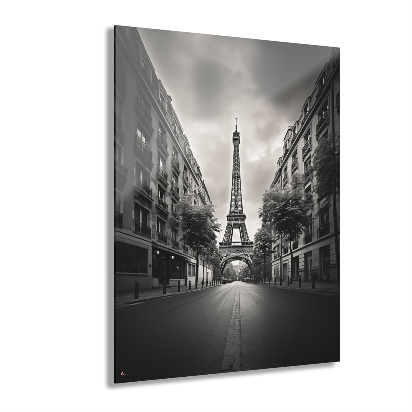 Tower Road, Black and White, Landscape Concept Style, Acrylic Wall Art