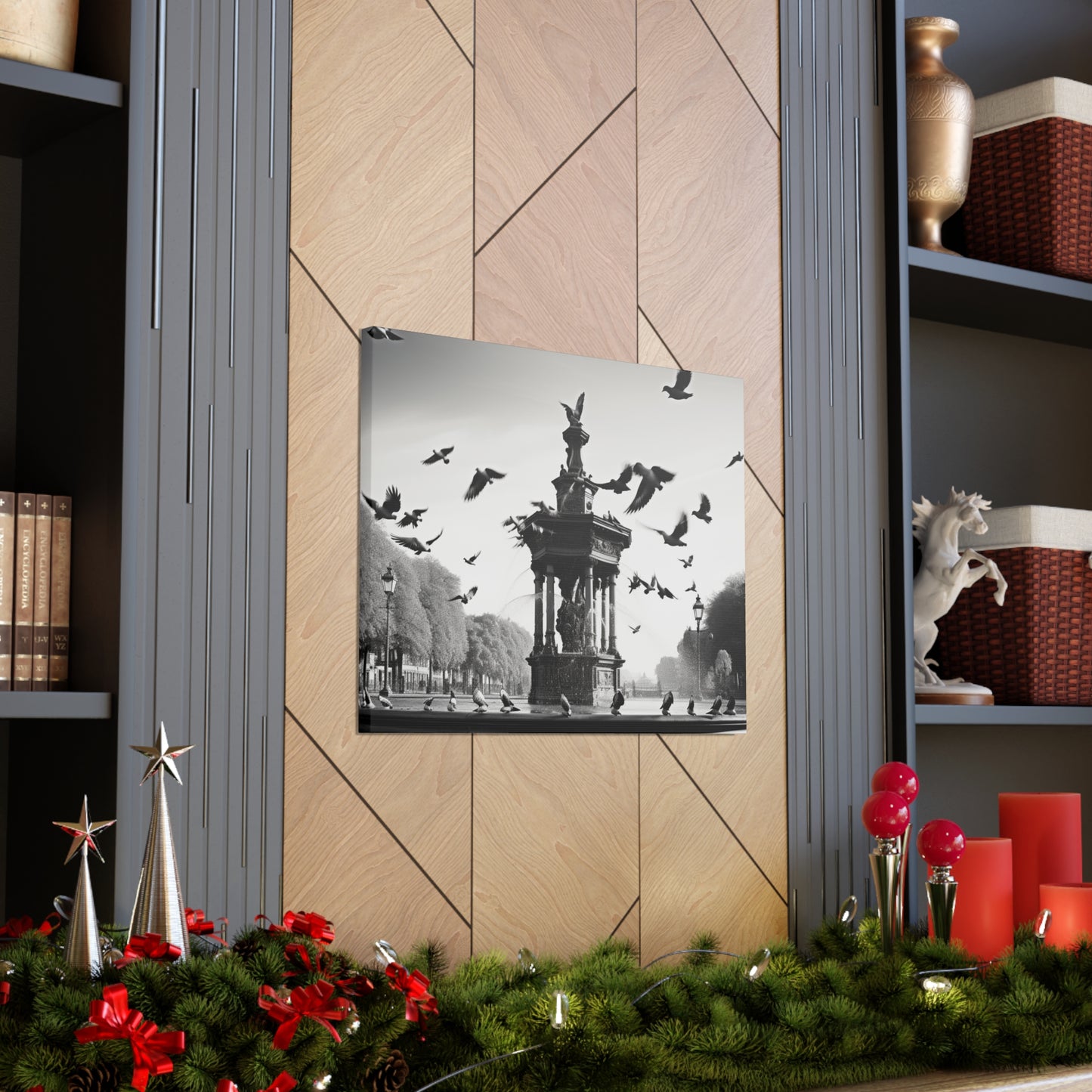 Fountain flock Canvas Art