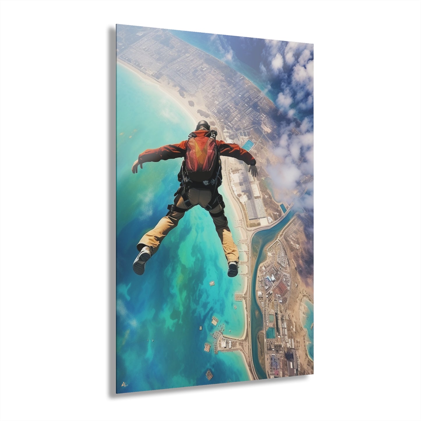 Freefall, Skydiving, Landscape Concept Style, Acrylic Wall Art