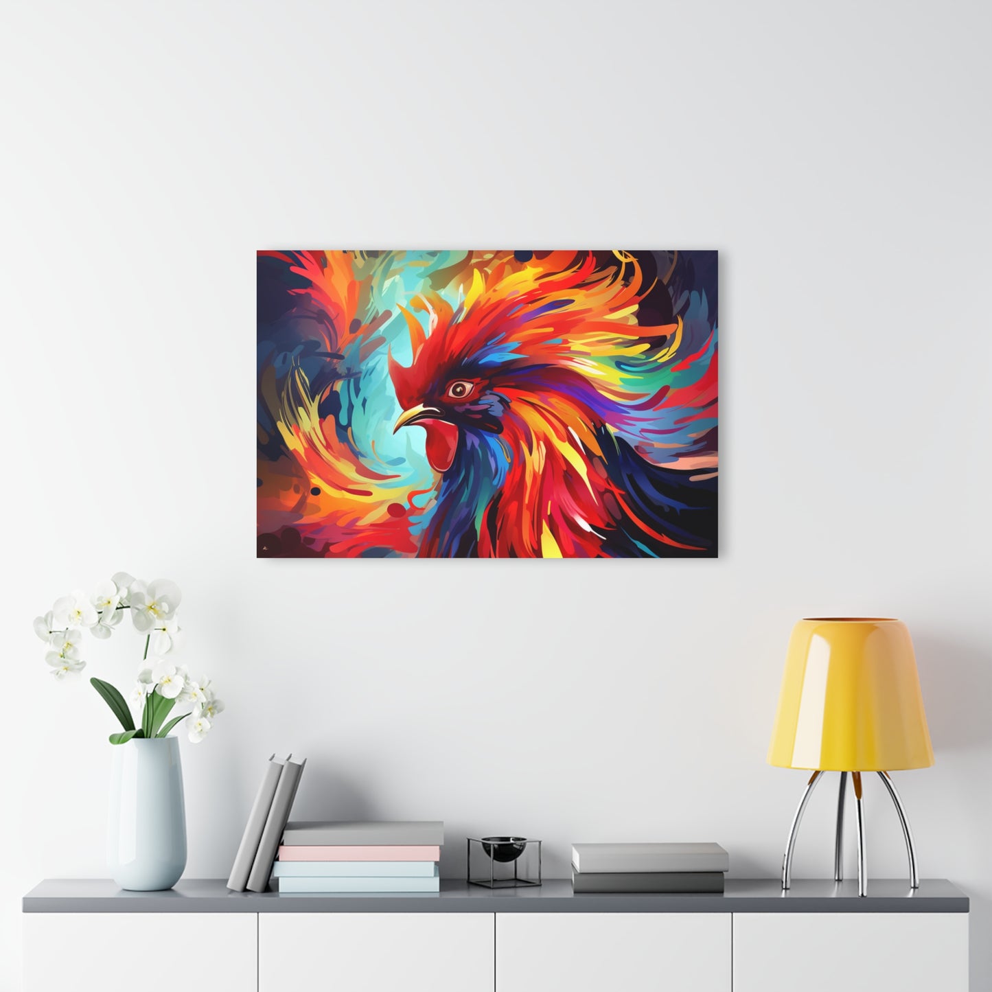 Rooster Rage, Abstract, Animal Concept Style, Acrylic Wall Art