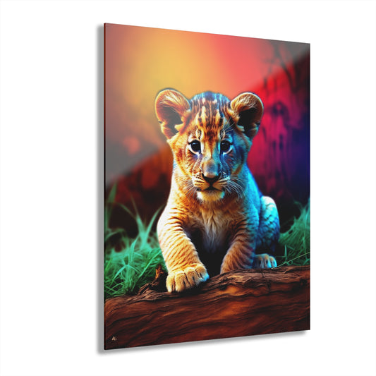 Prince of the Jungle, Lion Cub, Animal Concept Style, Acrylic Wall Art