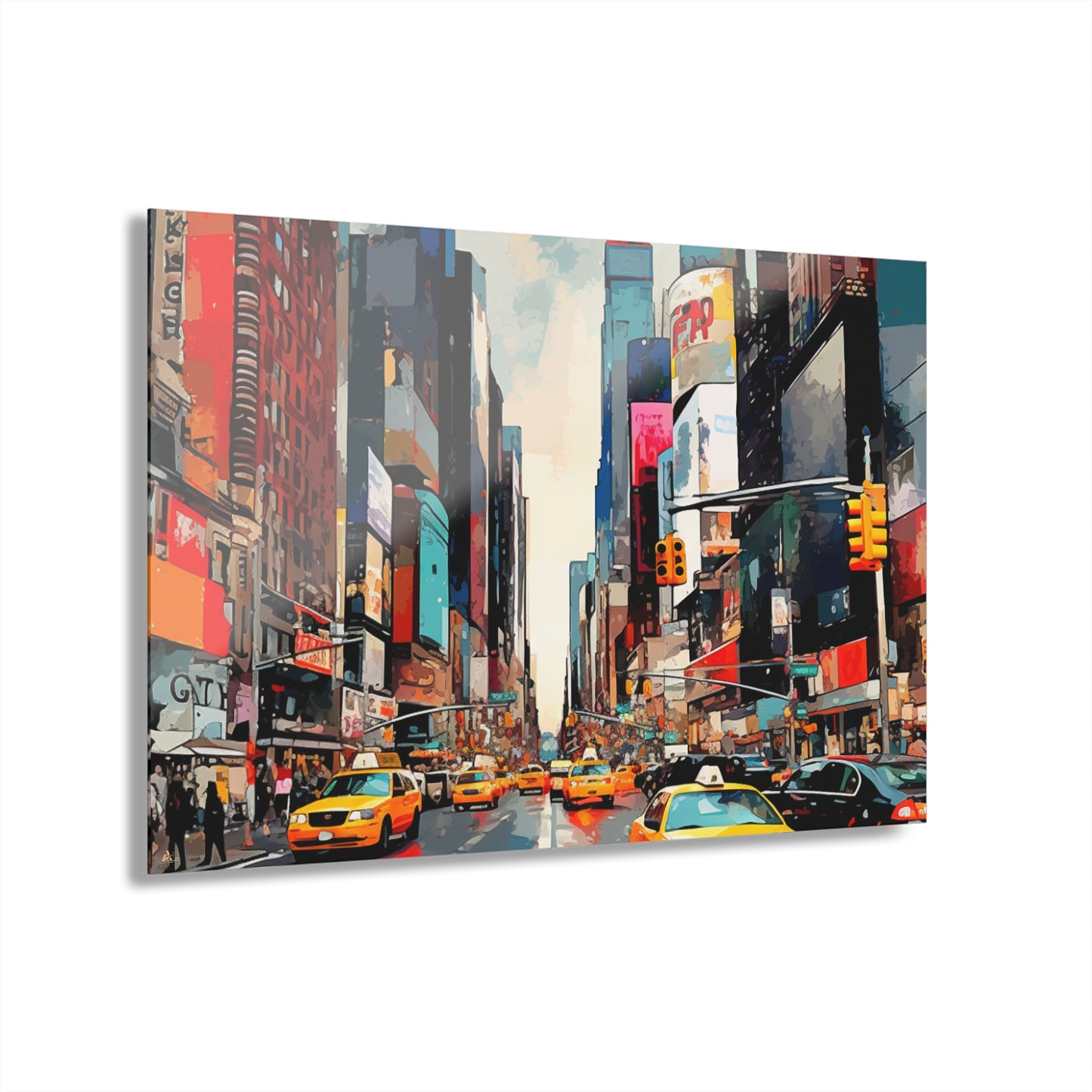 NYC Street, Abstract Concept Style, Acrylic Wall Art