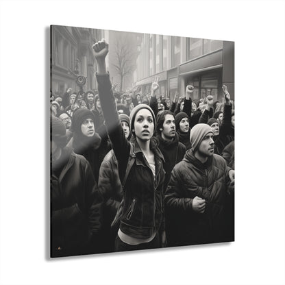 Protest, Black and White Concept Style, Acrylic Wall Art