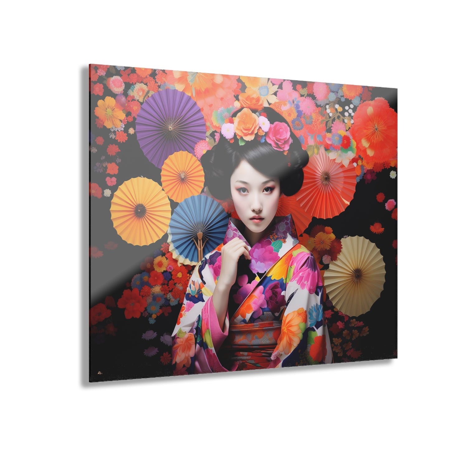 Japanese Flower, People, Cultural Concept Style, Acrylic Wall Art