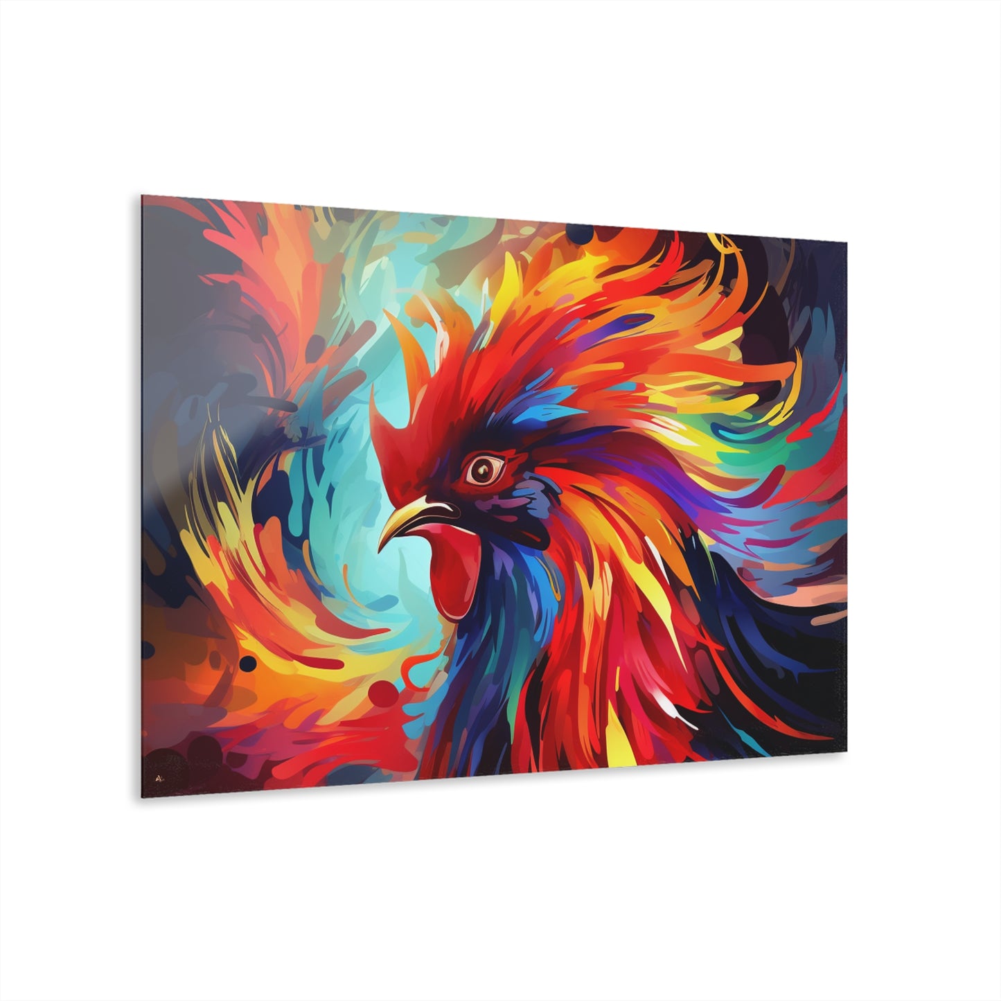 Rooster Rage, Abstract, Animal Concept Style, Acrylic Wall Art