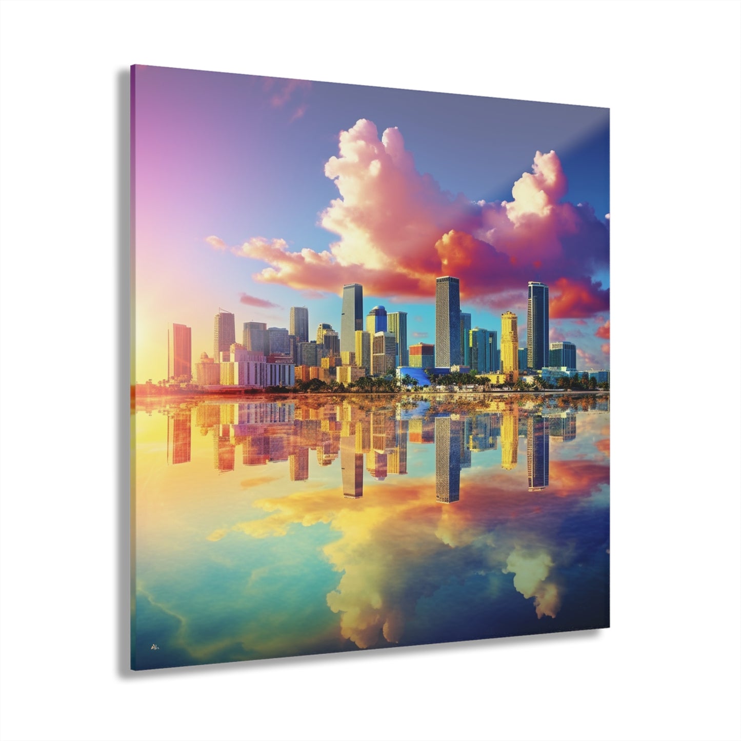 Miami Sunset, Landscape, Color Splash, Concept Style, Acrylic Wall Art