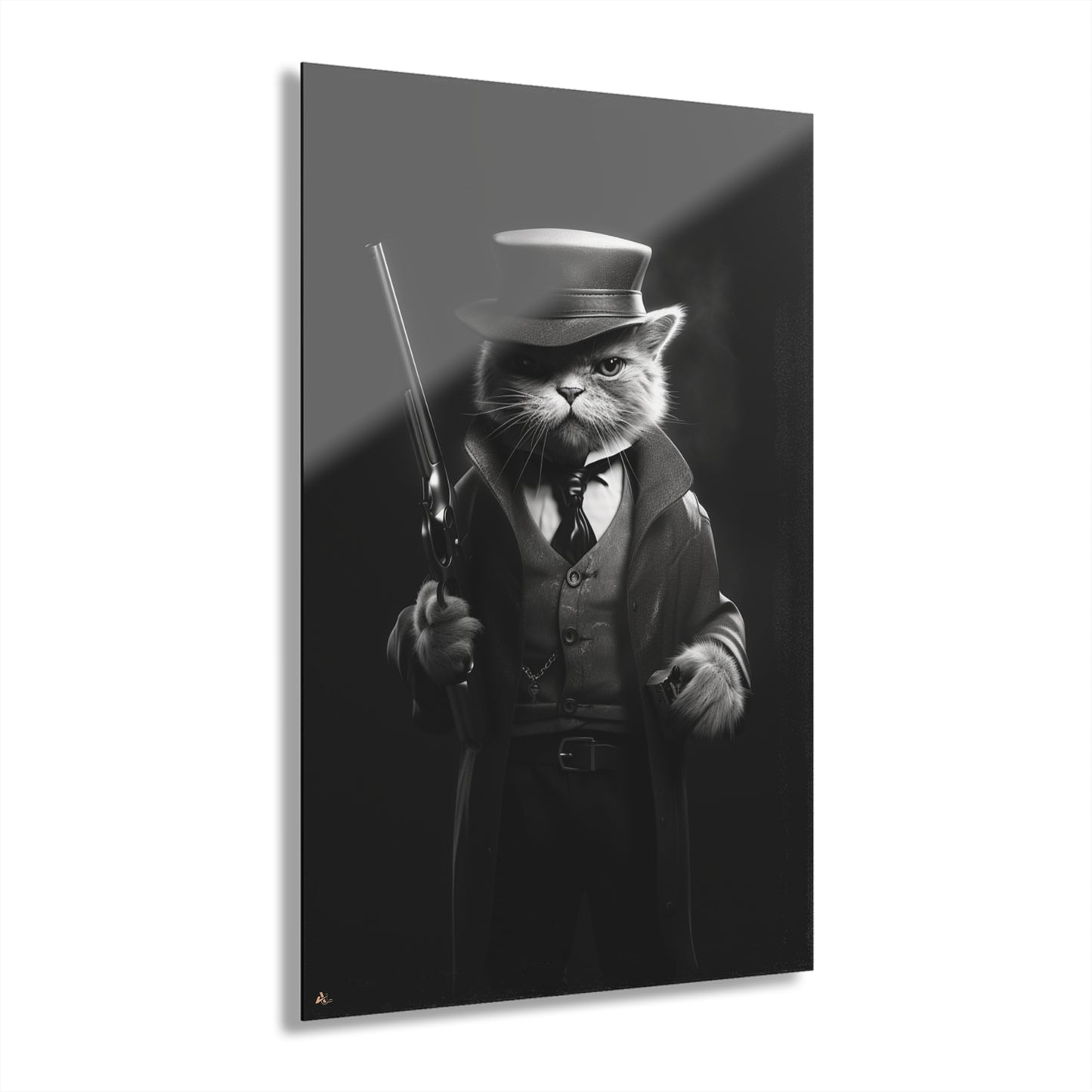 Meow Mobster, No Background, Cat, Animal Concept Style, Acrylic Wall Art