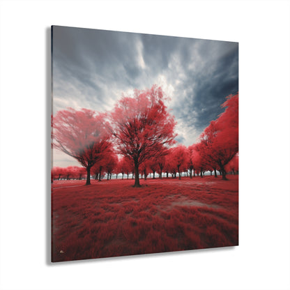 Red Bloom, Landscape, Concept, Acrylic Wall Art