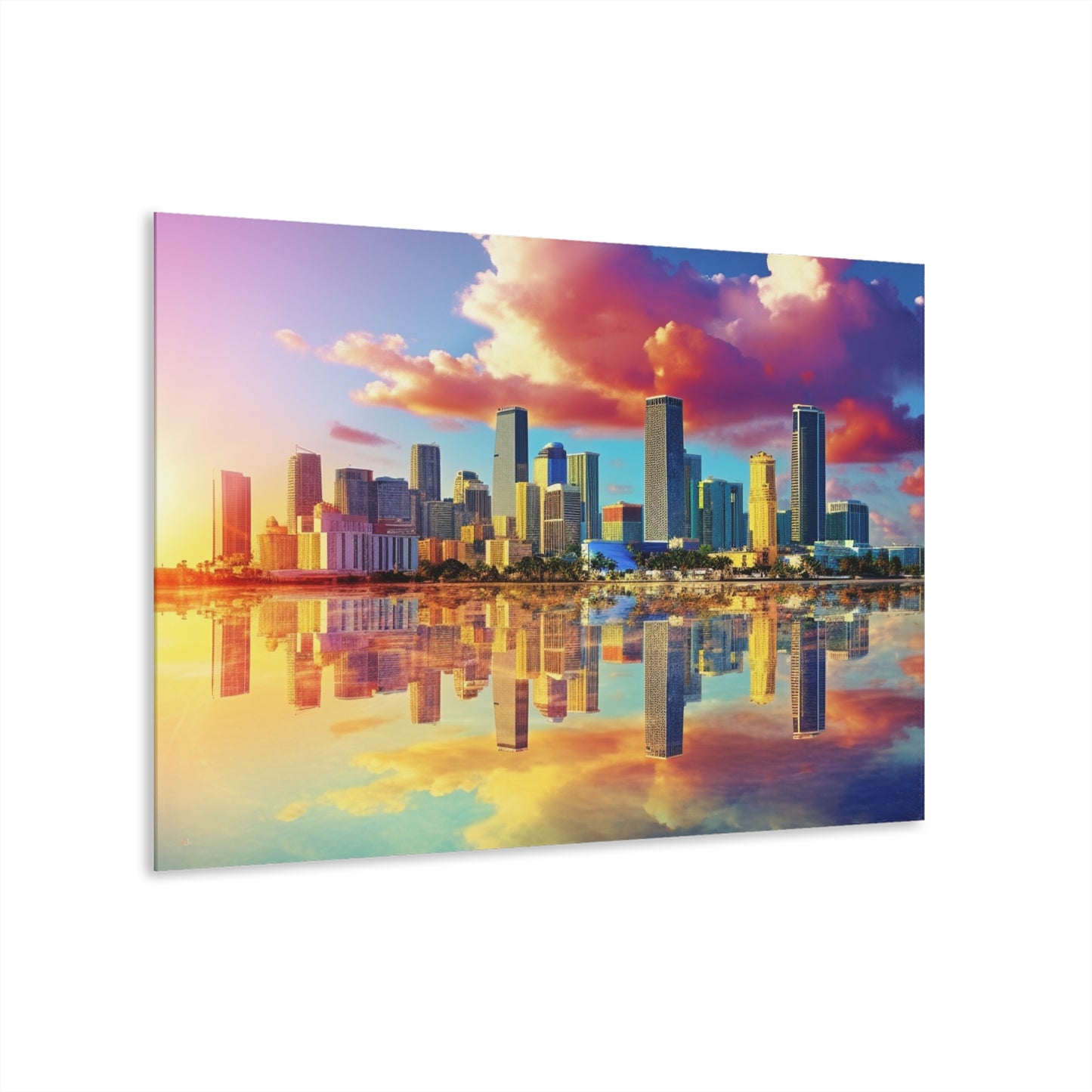 Miami Sunset, Landscape, Color Splash, Concept Style, Acrylic Wall Art