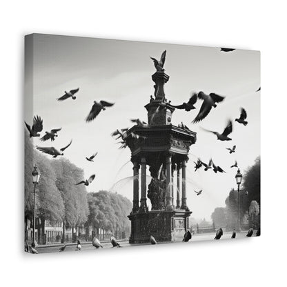 Fountain flock Canvas Art