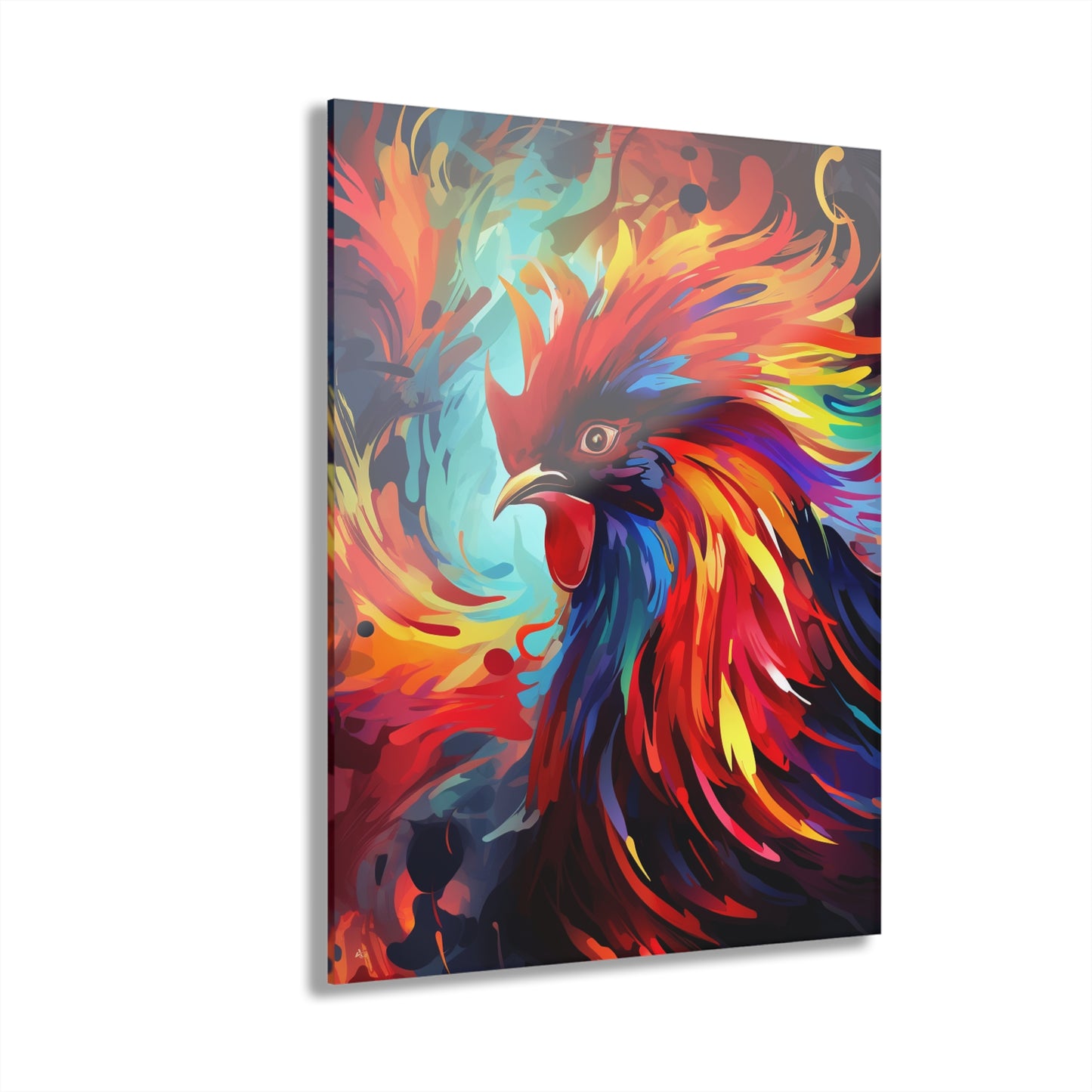 Rooster Rage, Abstract, Animal Concept Style, Acrylic Wall Art