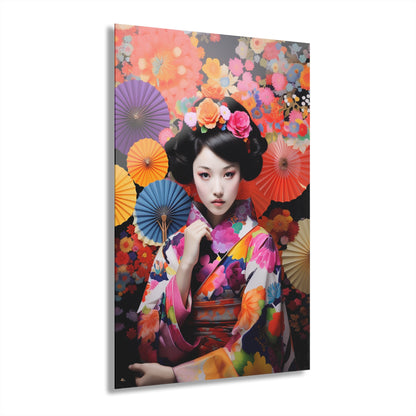 Japanese Flower, People, Cultural Concept Style, Acrylic Wall Art