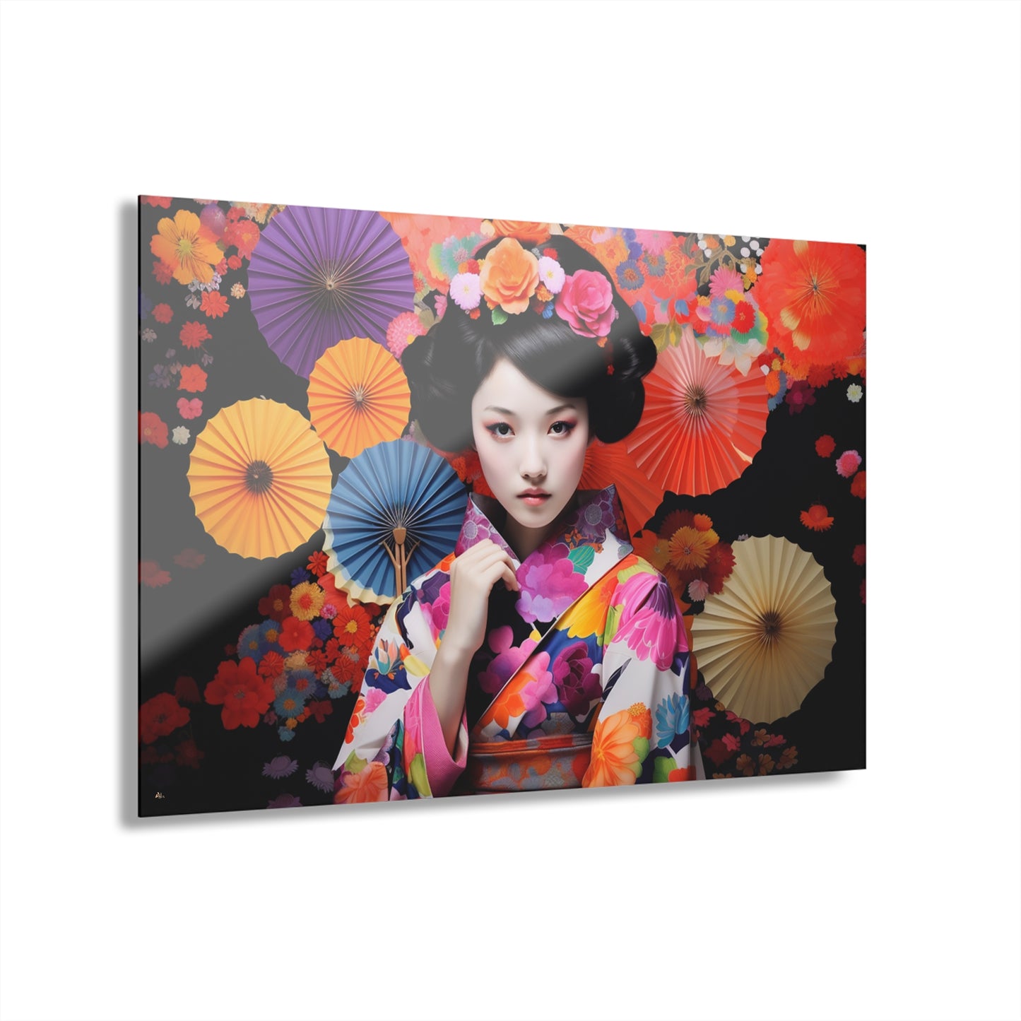 Japanese Flower, People, Cultural Concept Style, Acrylic Wall Art