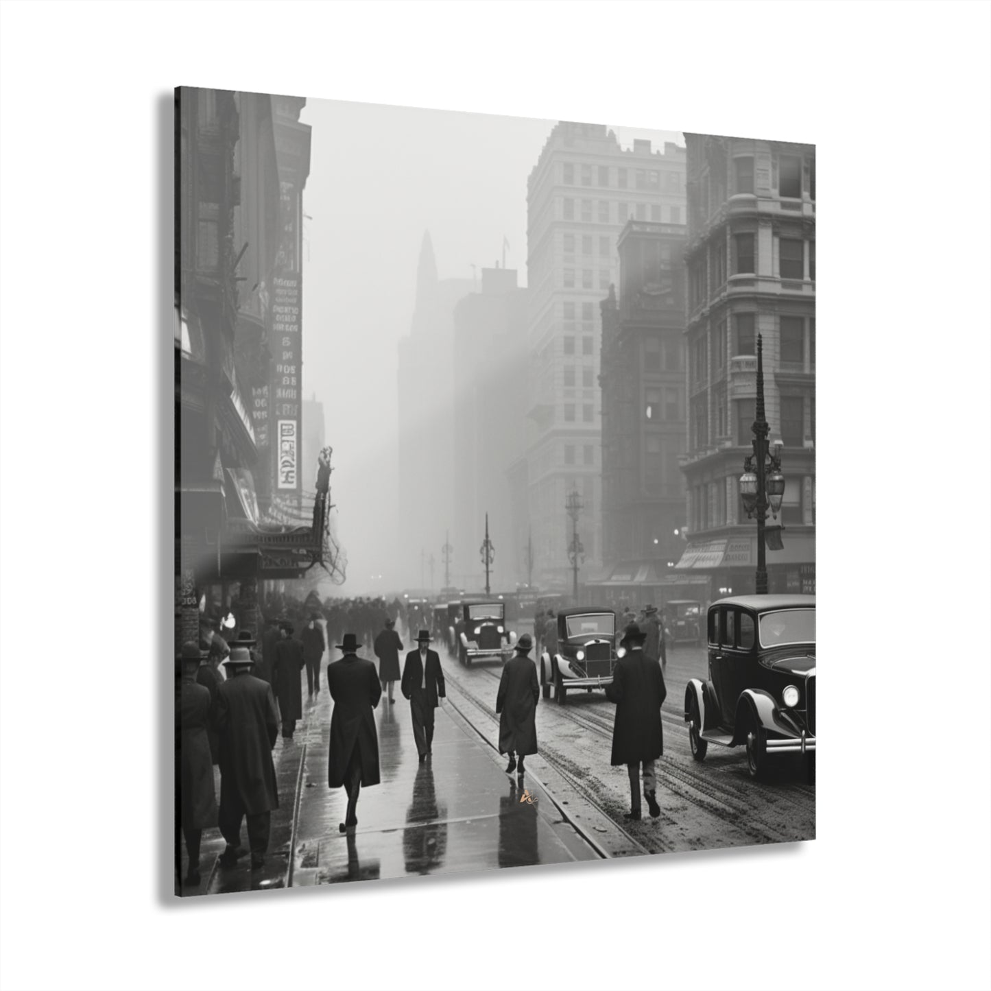 1900's City, Black and White Concept Style, Acrylic Wall Art