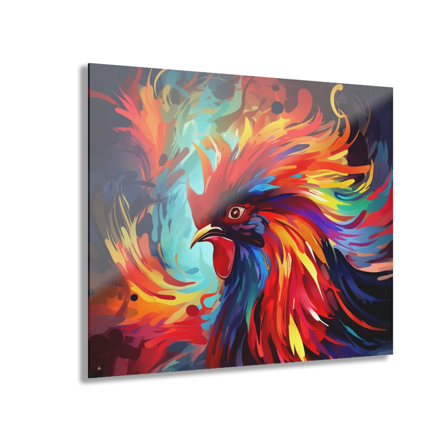 Rooster Rage, Abstract, Animal Concept Style, Acrylic Wall Art