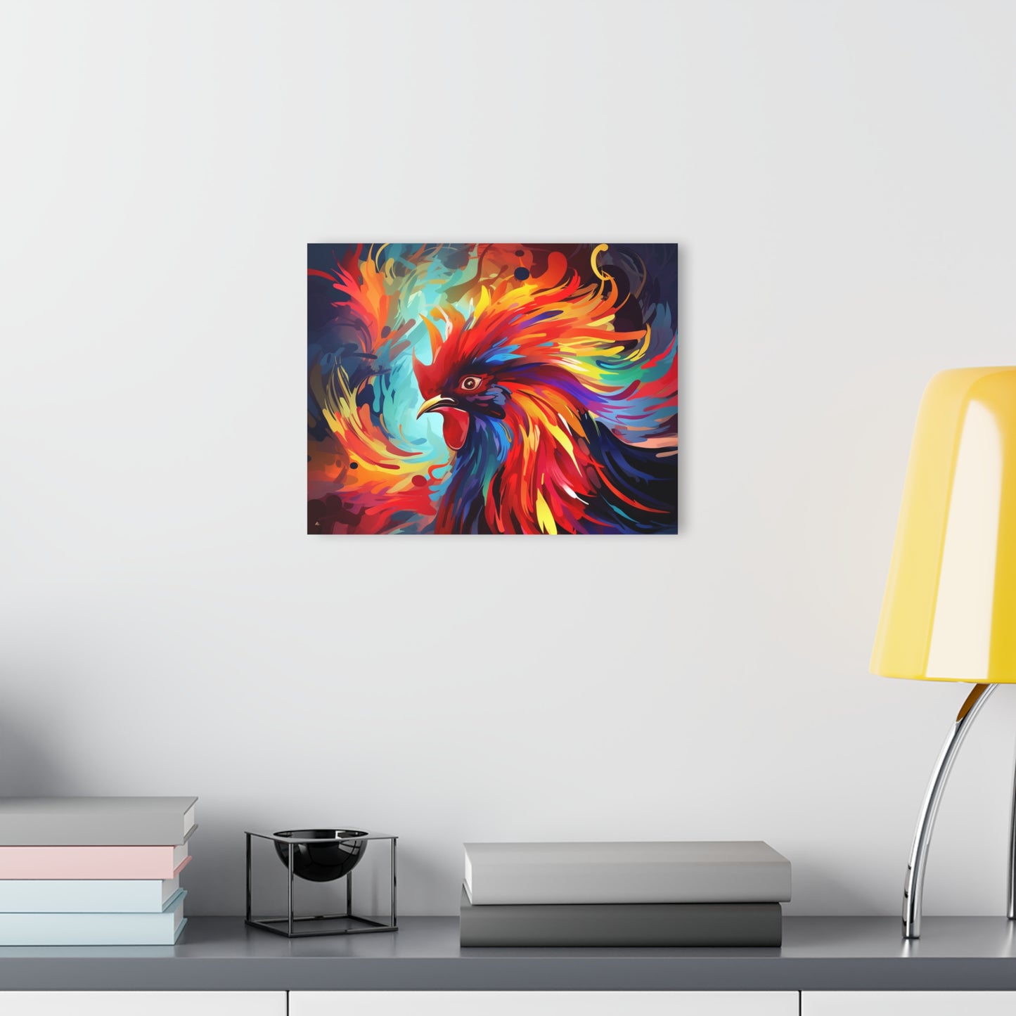 Rooster Rage, Abstract, Animal Concept Style, Acrylic Wall Art