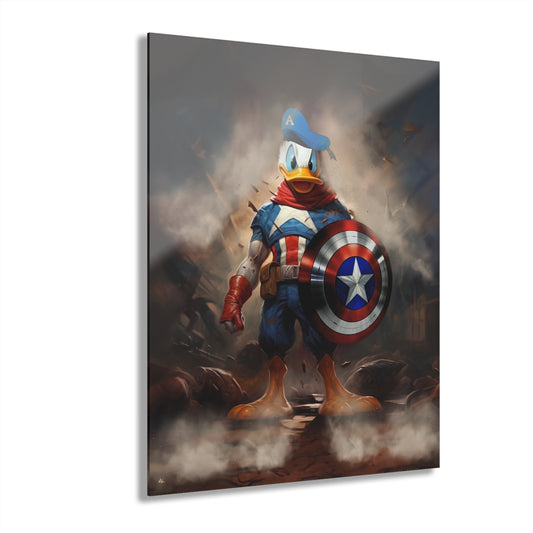 Captain America Duck, Pop Culture, Concept Style, Acrylic Wall Art