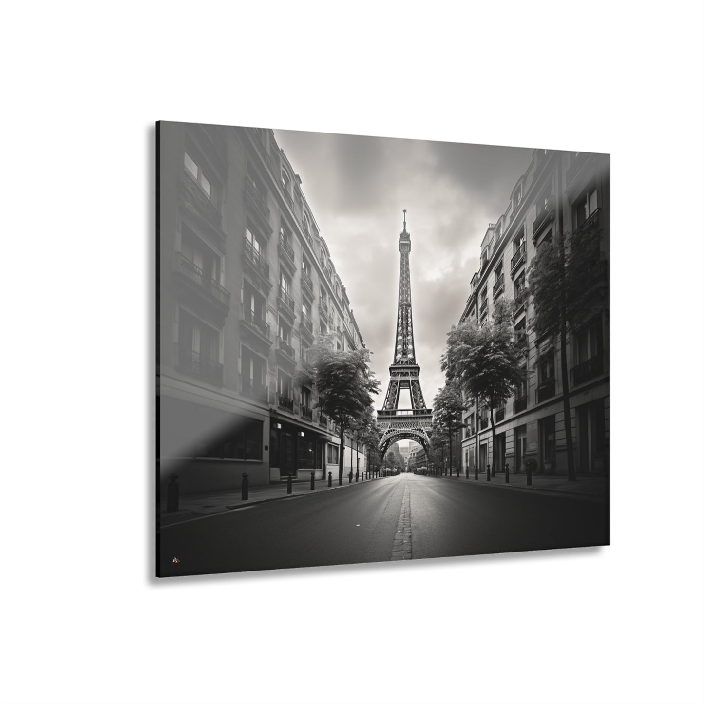 Tower Road, Black and White, Landscape Concept Style, Acrylic Wall Art