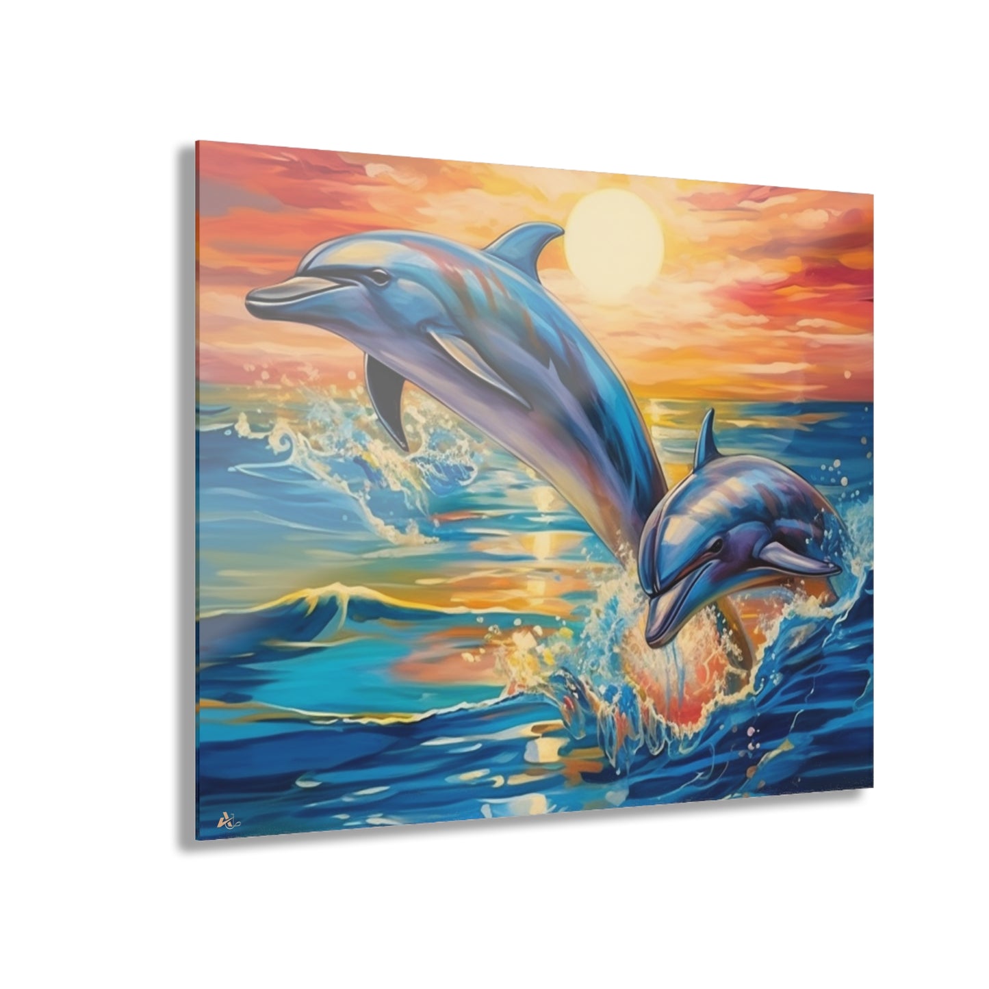 Dolphin Sunset, Animal Concept Style, Acrylic Wall Art