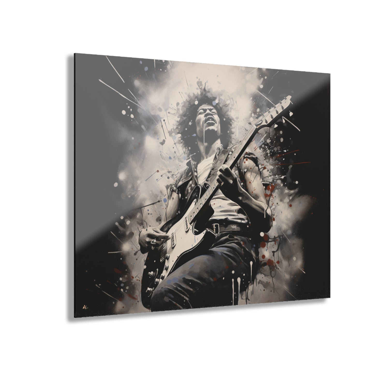 Jimmy Hendrix Concept Style, Black and White, Acrylic Wall Art