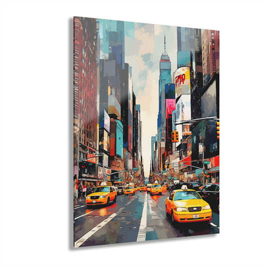 NYC Street, Abstract Concept Style, Acrylic Wall Art