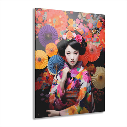 Japanese Flower, People, Cultural Concept Style, Acrylic Wall Art