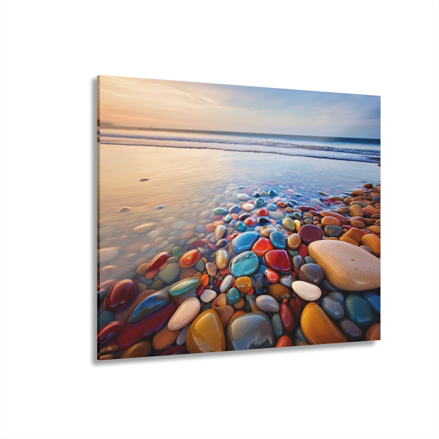 Pebble Paradise, Landscape, Concept, Acrylic Wall Art