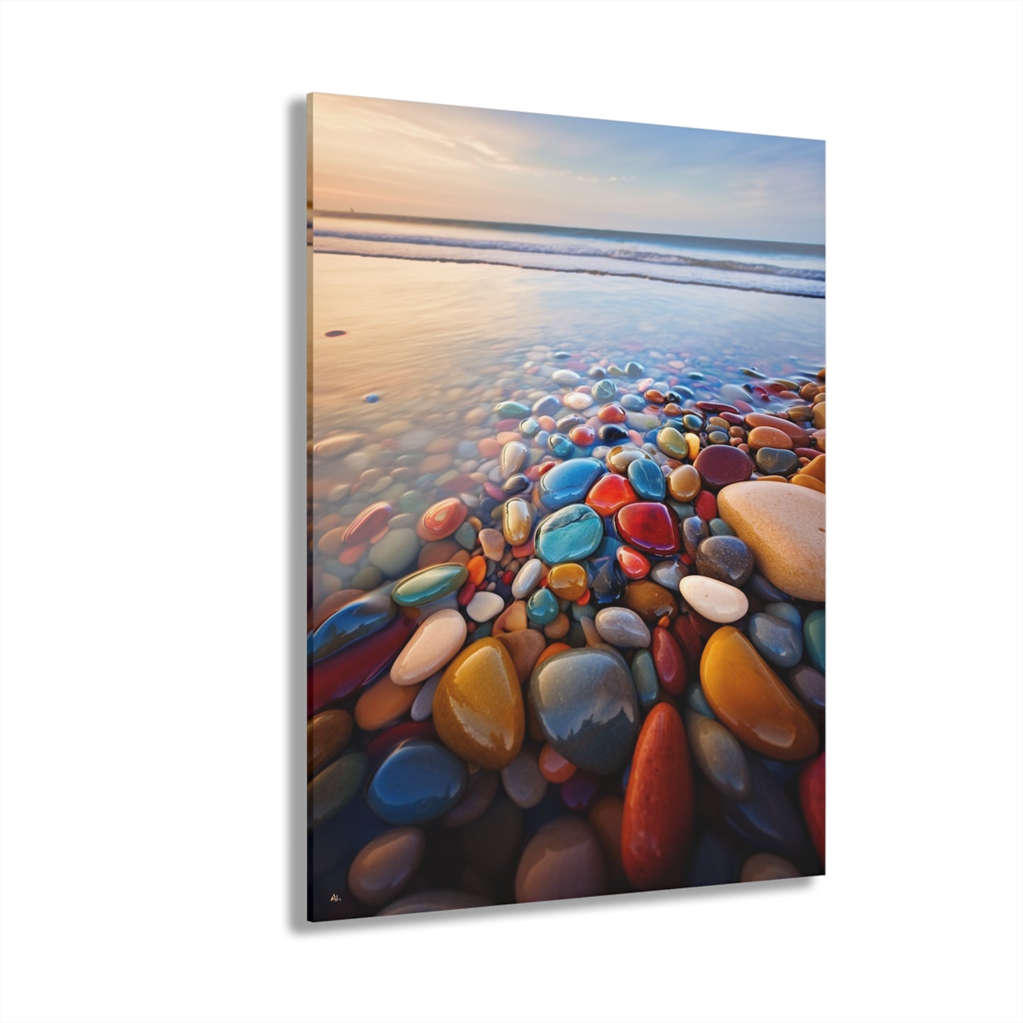 Pebble Paradise, Landscape, Concept, Acrylic Wall Art