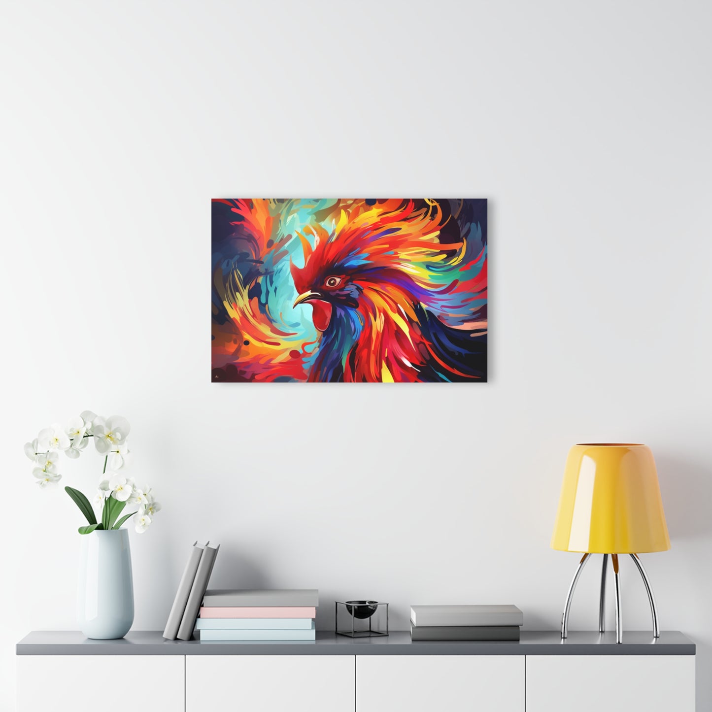 Rooster Rage, Abstract, Animal Concept Style, Acrylic Wall Art