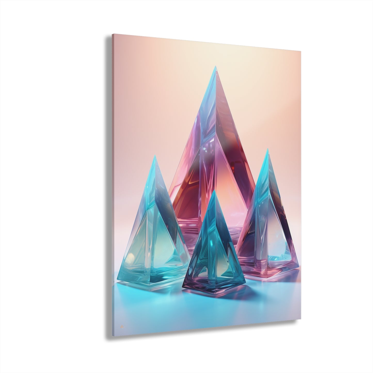 Crystal Pyramids, No Background, Abstract Concept Style, Acrylic Wall Art