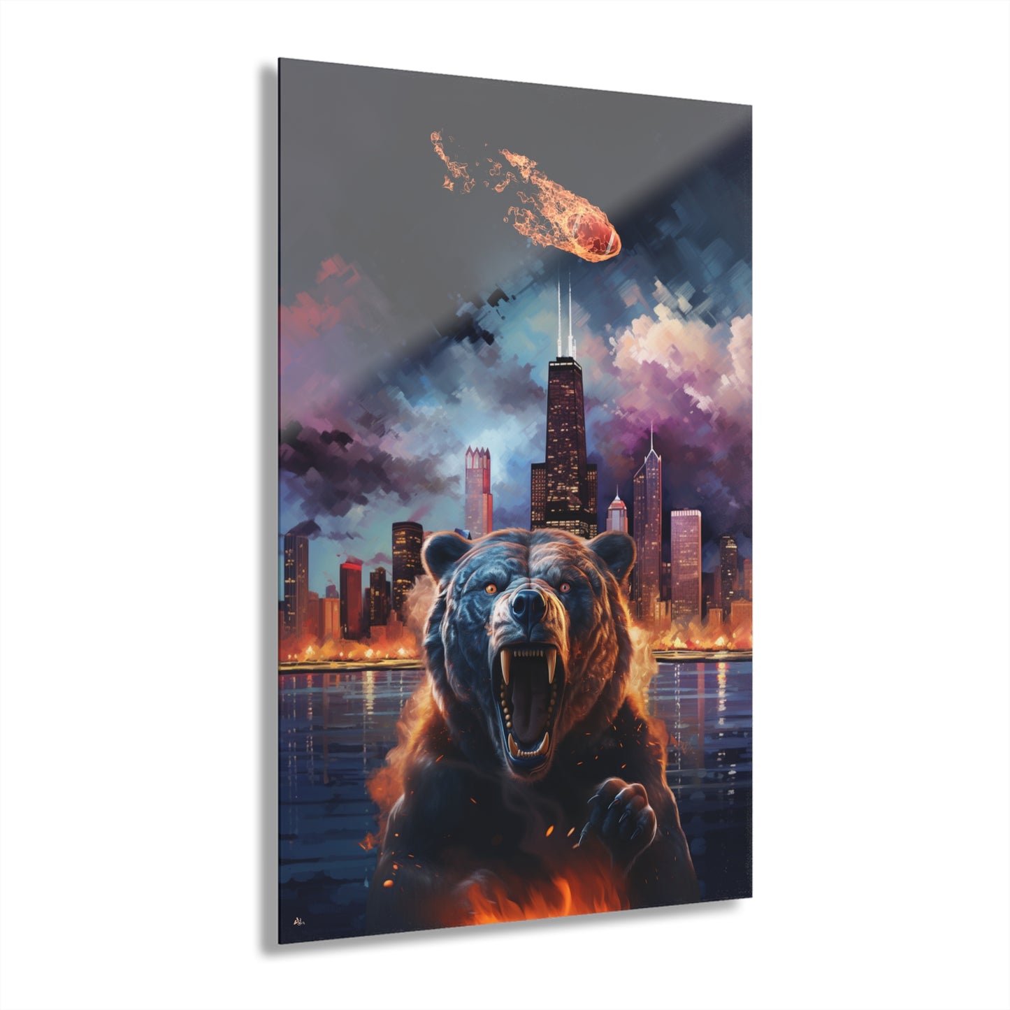 Da Bears, Chicago skyline, Football, Fan Concept Style, Acrylic Wall Art