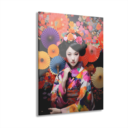 Japanese Flower, People, Cultural Concept Style, Acrylic Wall Art