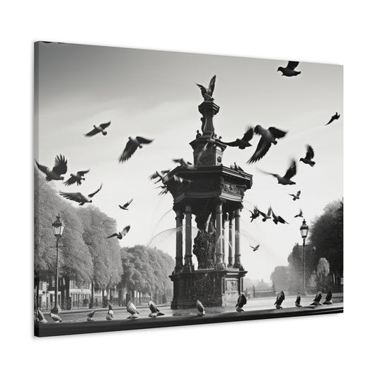 Fountain flock Canvas Art