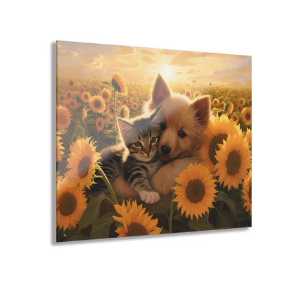 Best Friends, Cat and Dog, Animal Concept Style, Acrylic Wall Art