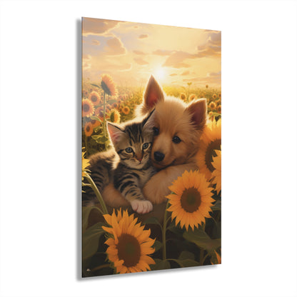 Best Friends, Cat and Dog, Animal Concept Style, Acrylic Wall Art