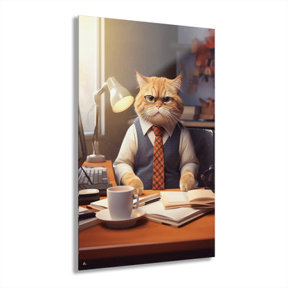 Office Cat, Animal Concept Style, Acrylic Wall Art