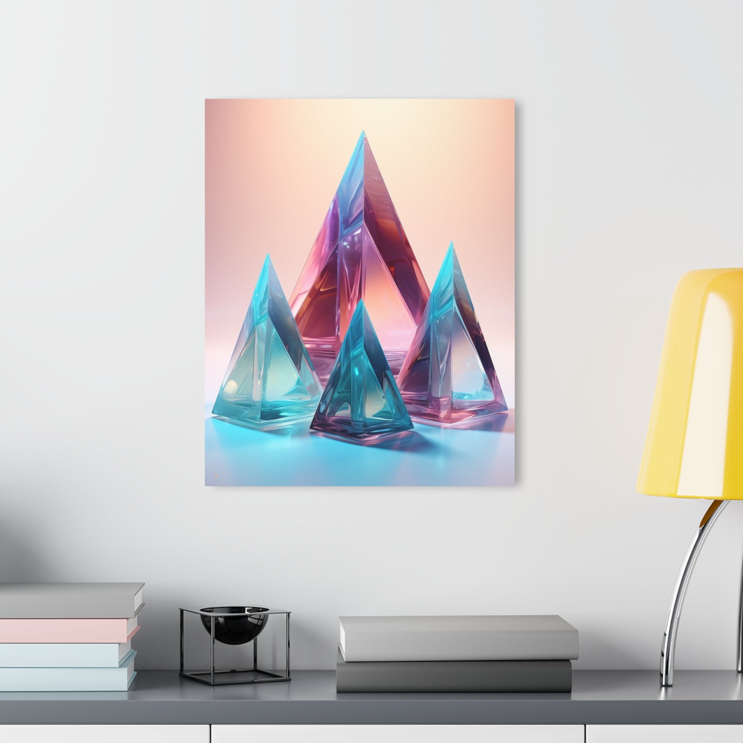 Crystal Pyramids, No Background, Abstract Concept Style, Acrylic Wall Art