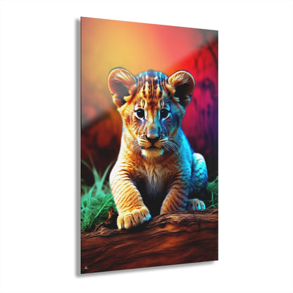 Prince of the Jungle, Lion Cub, Animal Concept Style, Acrylic Wall Art